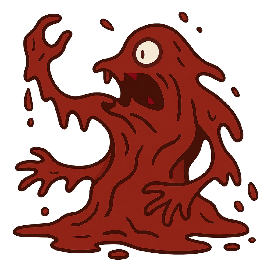 flat toon style shapeshifting bloody monster made of blood sticker