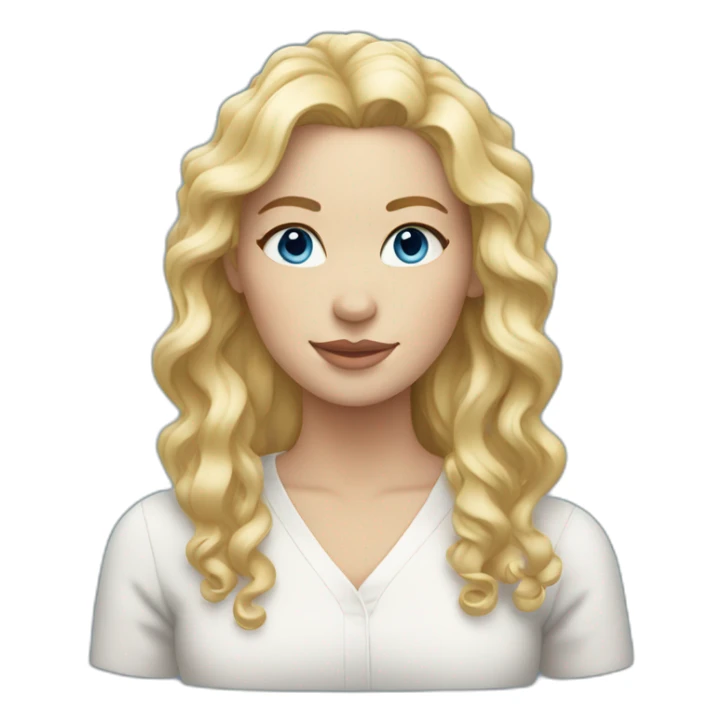 blond women , neck curly hair,white skin , blue eyes sticker
