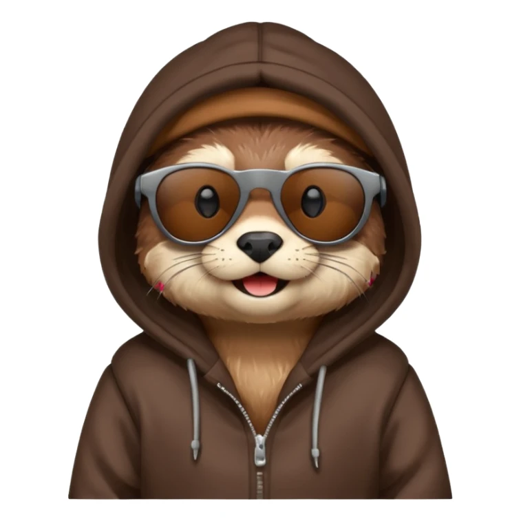 Otter with sunglasses and a hoodie sticker