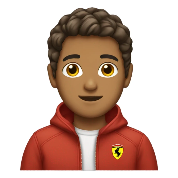 A brown Arab teenage boy with a Ferrari jacket sticker