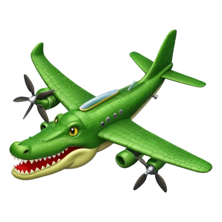 Make an emoji of a bomber plane crocodile. sticker