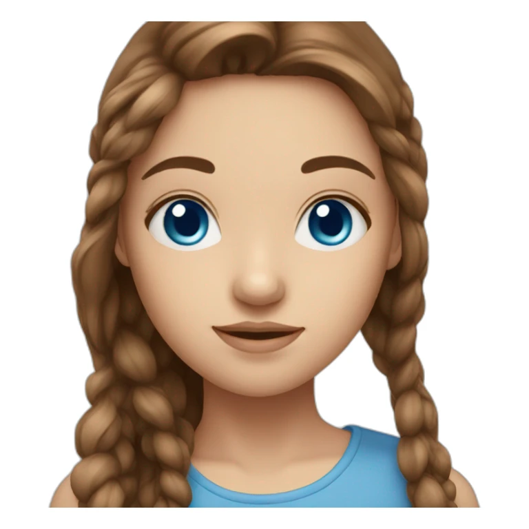 Girl who as blue eyes and long brown hair sticker