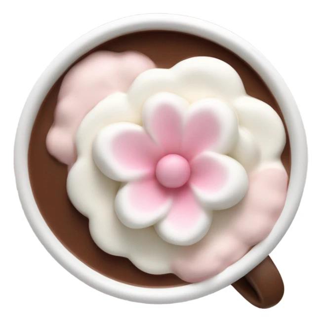 Hot chocolate with pale pink flower and whipped cream sticker