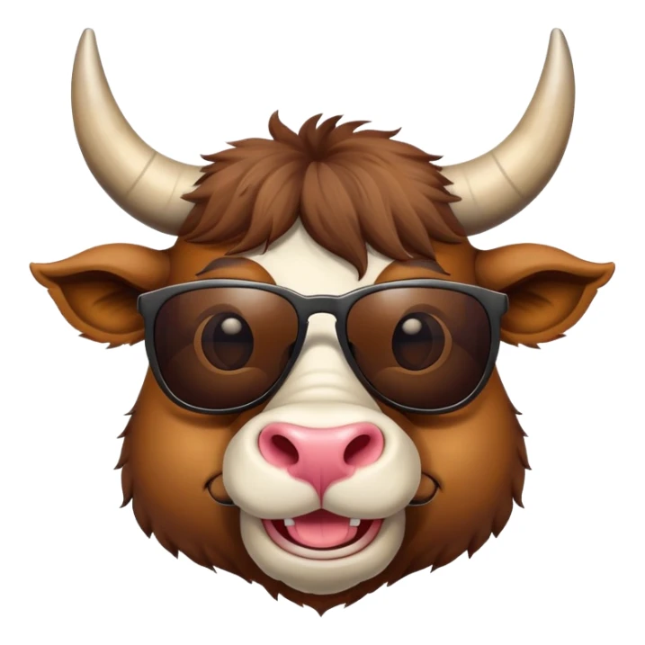 friendly anthropomorphised bull head wearing sunglasses sticker