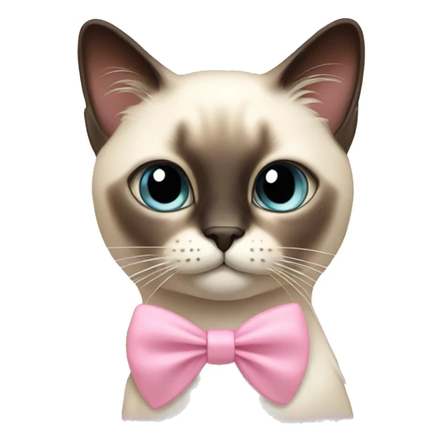 Long hair Siamese cat with pastel pink bow sticker
