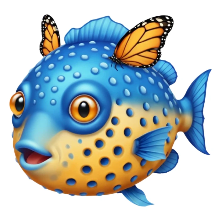 Pufferfish, a siren and a Monarch butterfly sticker