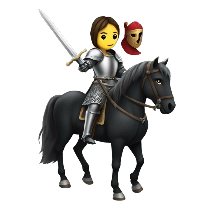 medieval female knight on a black horse with a sword sticker