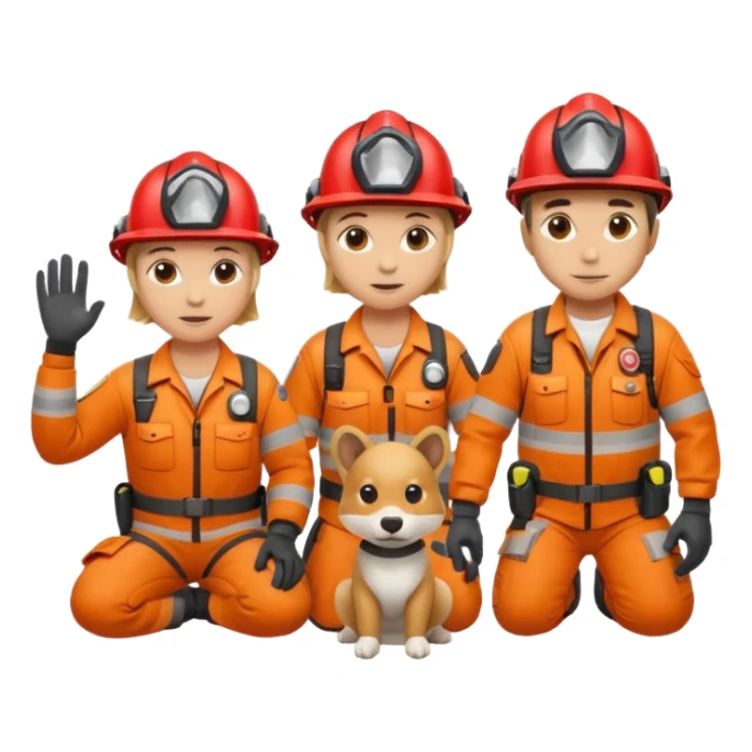 Kasklı Arama Kurtarma Görevlileri saving an animal sticker