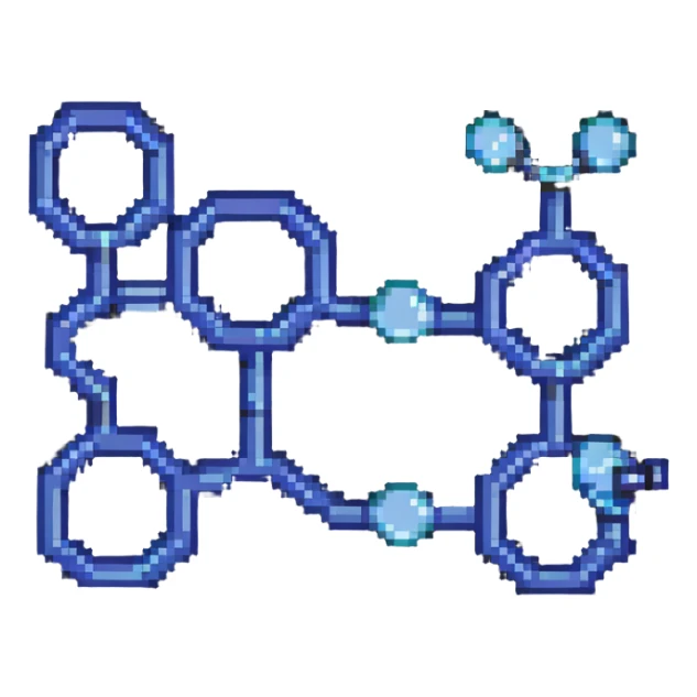 simple molecule inspired by cis-3-hexenol on white background, pixel art style sticker