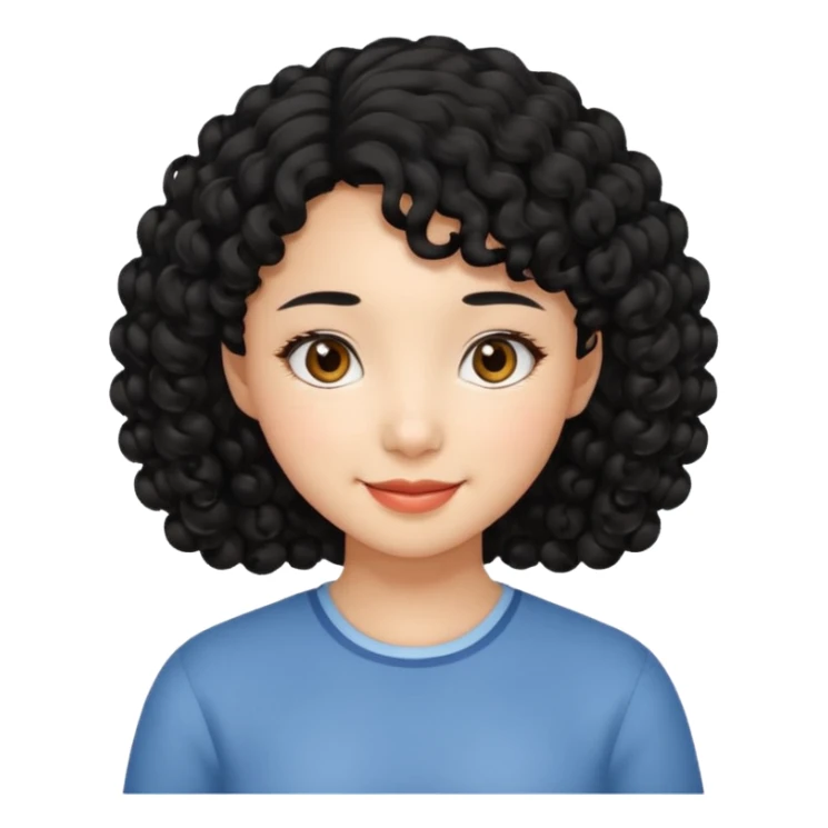 Asian girl with black curly hair sticker