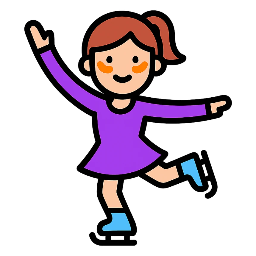 A figure skater girl with orange eye patches under her eyes sticker