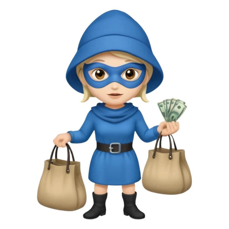 thief, blue hat, thief mask, thief dress. sticker