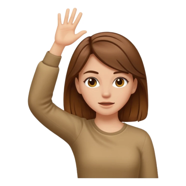 white girl with brown hair that’s down dabbing sticker