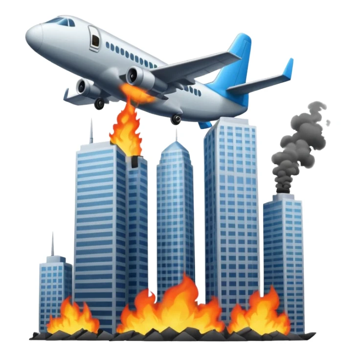 Two  similar skyscrapers and the plane that crashed into them. sticker