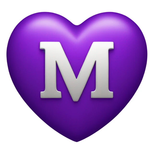 purple heart with letter m in the middle sticker