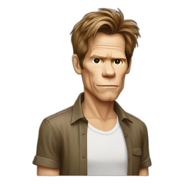 kevin-bacon cartoon wearing shirt sticker