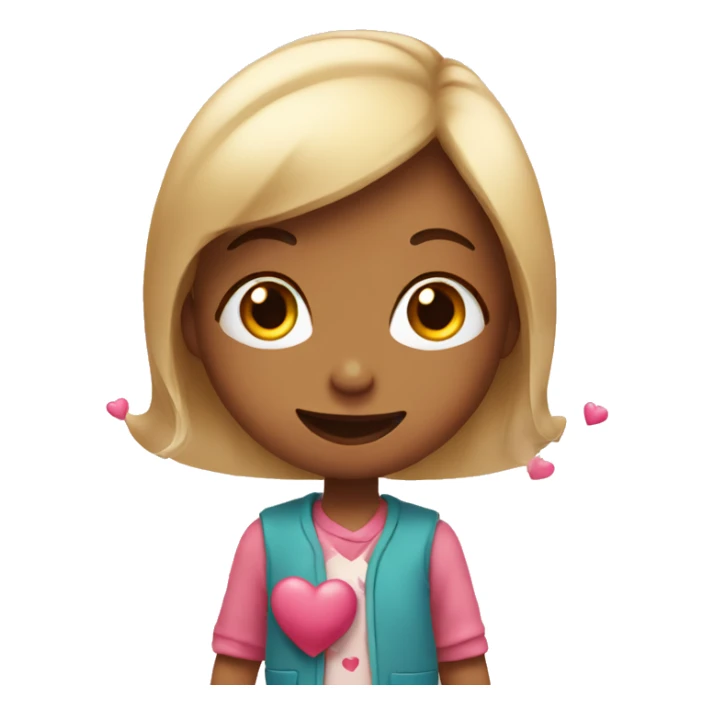 Qute smiley girl with hearts sticker