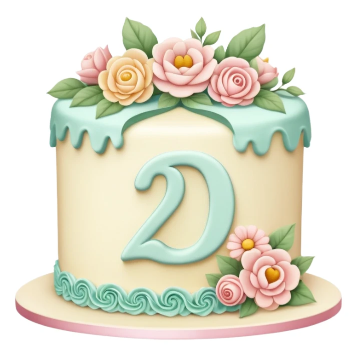 make a floral pastel cake that is aesthetic or vintage with the number 20 on it sticker