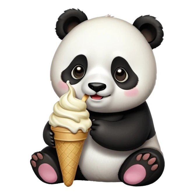 Panda eating ice cream sticker