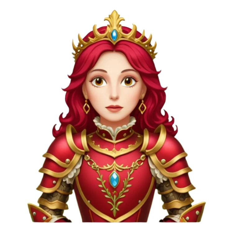 realistic cinematic actress Cher in baroque styling with crimson armor in a forest sticker