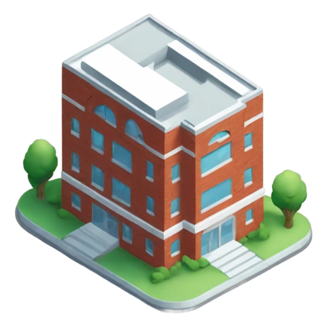 isometric, red brick, modern design round, medical center sticker