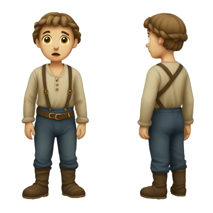 Sad European peasant child in pants sticker