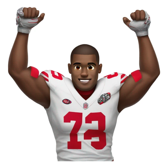 Ohio state football player making the letter O with his Arms sticker