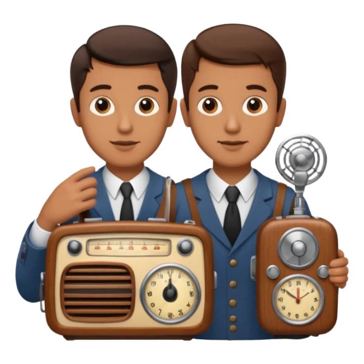 a vintage radio in the hands of a man  sticker
