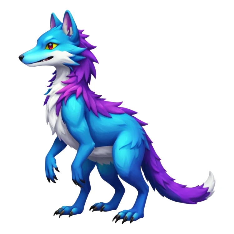Shiny Colorful Vernid-Sergal-furry-fursona, full body sticker