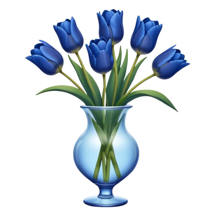 Navy blue tulips in glass vase  sticker
