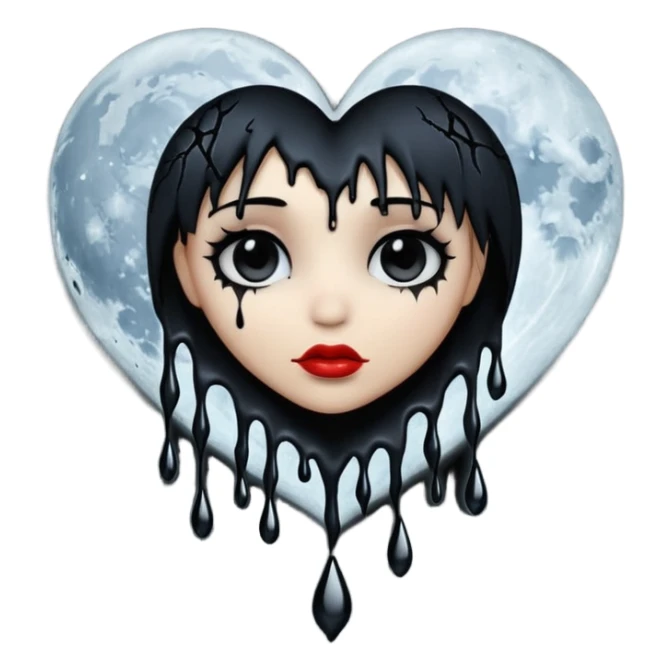 emo heart with full moon and black lace sticker