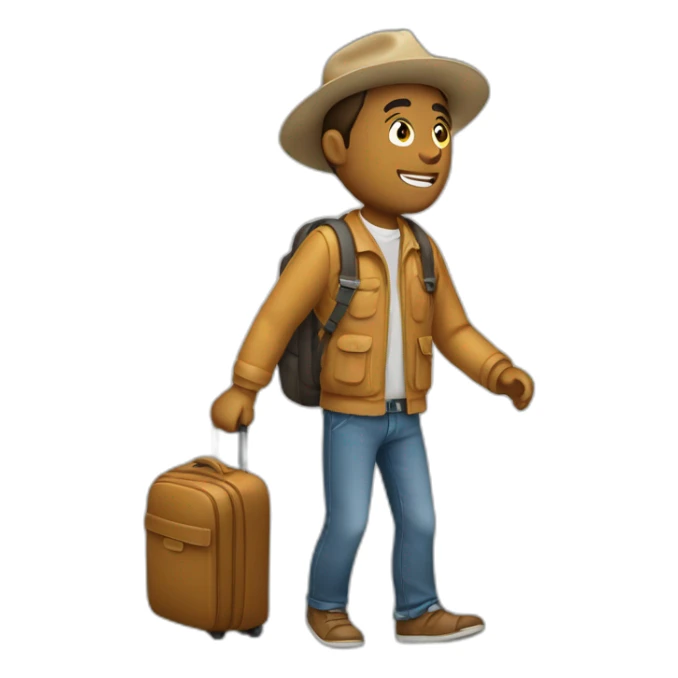 Hombre prepararndo su mochila para un viaje sticker