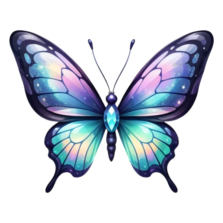 Dark Nebula Sparkly glossy glittery Pastel iridescent transparent bio-luminescent glass crystal butterfly sticker