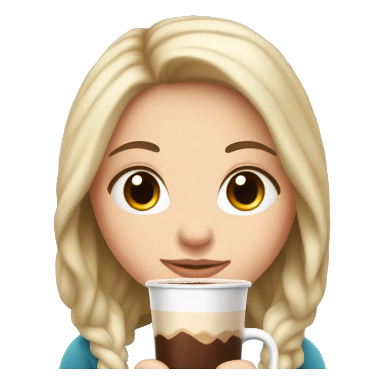 white girl with black long hair and a hot chocolate sticker