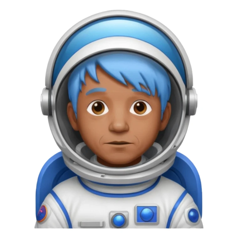 old man, brown skin astronaut with blue hair sticker