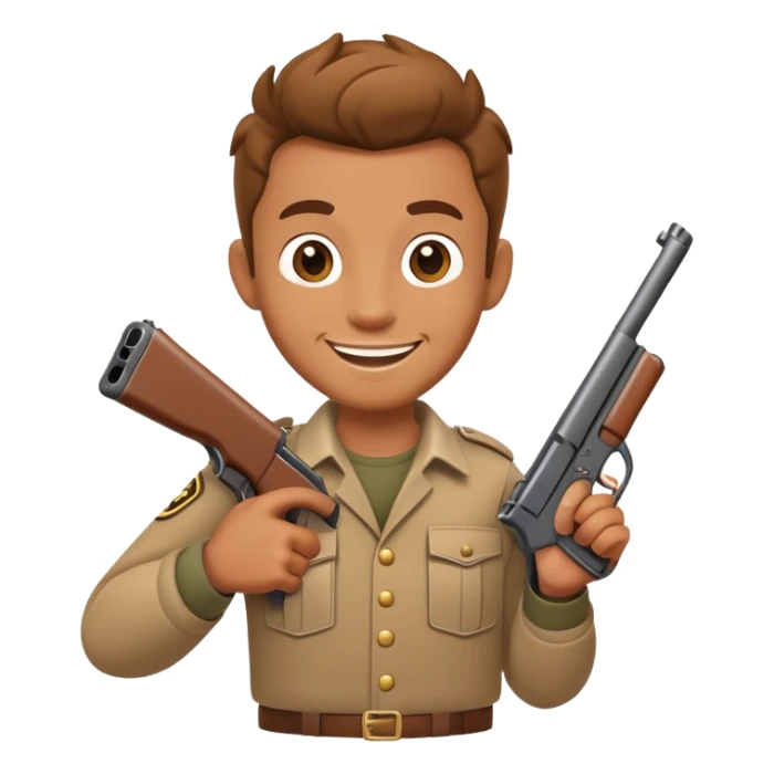 Cartoon character named Doddieman holding a gun sticker