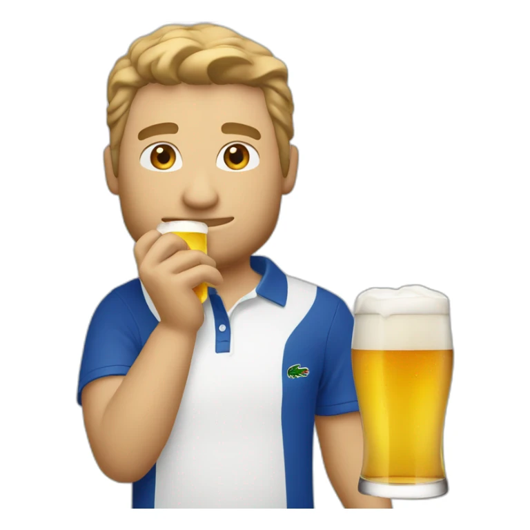 Lacoste white friends man drinking beer with blue polo shirt sticker