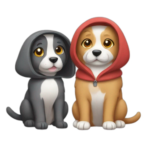 Dog and cat wearing a hoodies and hugging each other sticker
