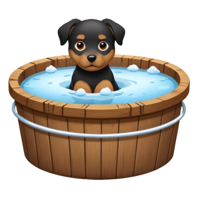 ice bath with a dog in id from wood round sticker
