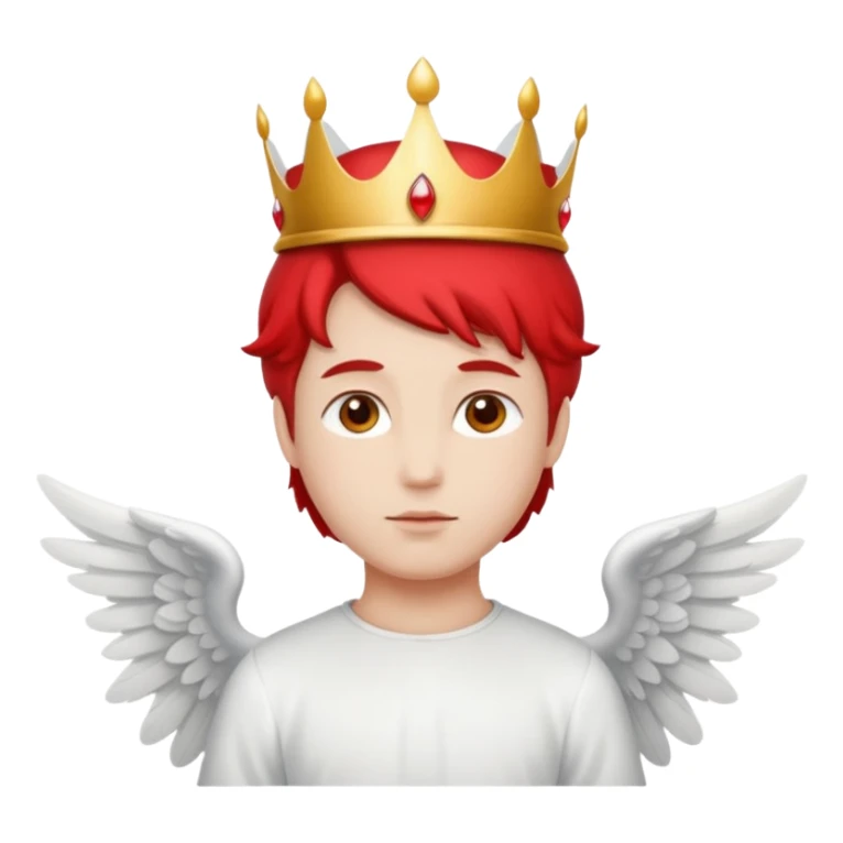 an angel with a red crown on his head, 4 wings sticker