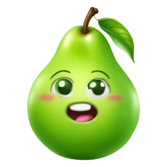 Shiny Green Cute pear with tongue sticker