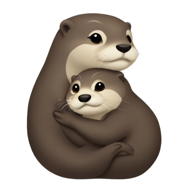 Male otter and girl otter hugging  sticker