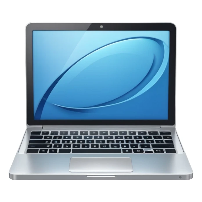 3D minimal icon of a premium silver or whity laptop with a clear #FF3D00 accent, clean, modern, high-end tech style. sticker