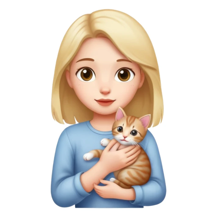 A girl lifted a kitten high up sticker