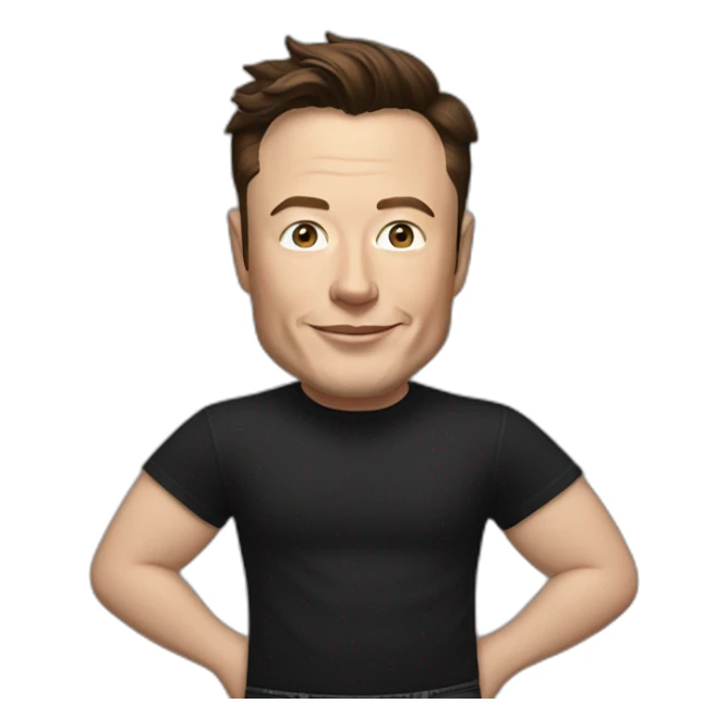 Elon musk in black tee and black jeans sticker
