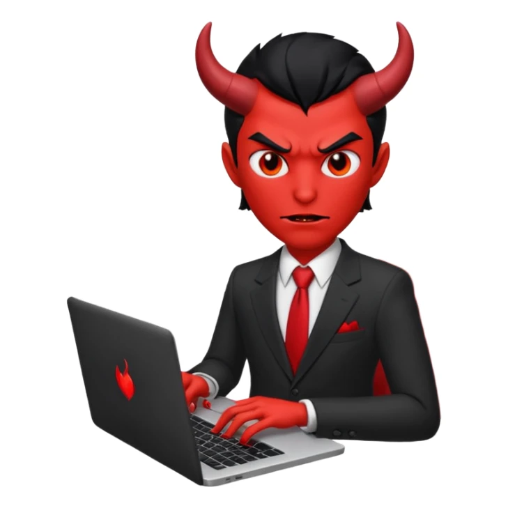 satan god with laptop, red and black sticker