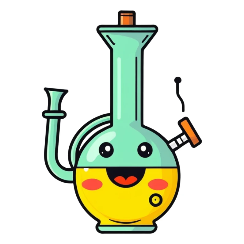 cartoon funny bong with a silly face sticker