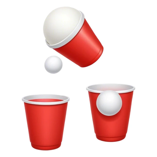 a couple red cups and 1 white ping pong balls sticker