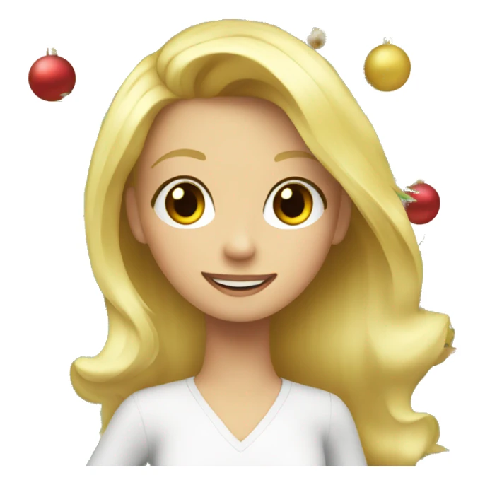 Blond Girl decorating a Christmas tree sticker