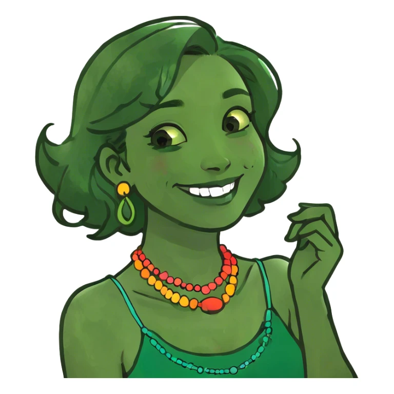 girl with hands on neck smiling  sticker